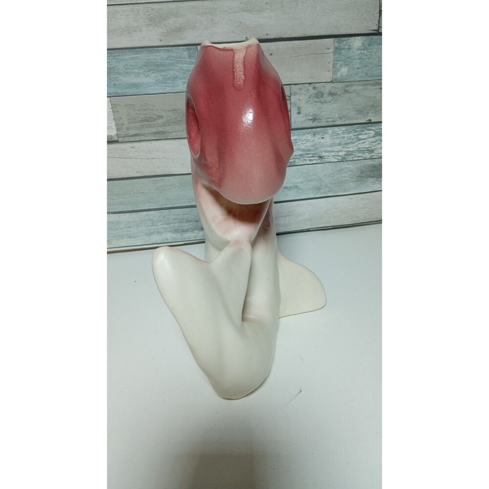 Vintage Dryden '92'  Pottery Whale Fish Vase Pink Drip Glaze Rare MCM Na… - Picture 6 of 9